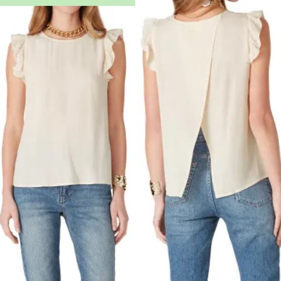 BA&SH Fani Top Cream Open Back Ruffle‎ Small - Picture 1 of 9